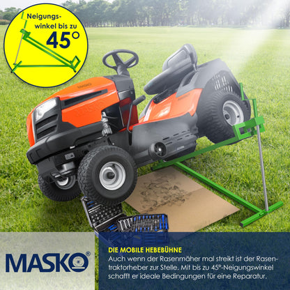 MASKO XXL Rasentraktorheber 450 kg +45° Neigung Grün