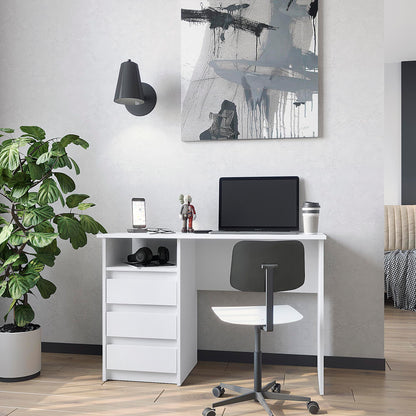 KOMTO Oslo Schreibtisch mit Schubladen - Weiss 110x50 cm