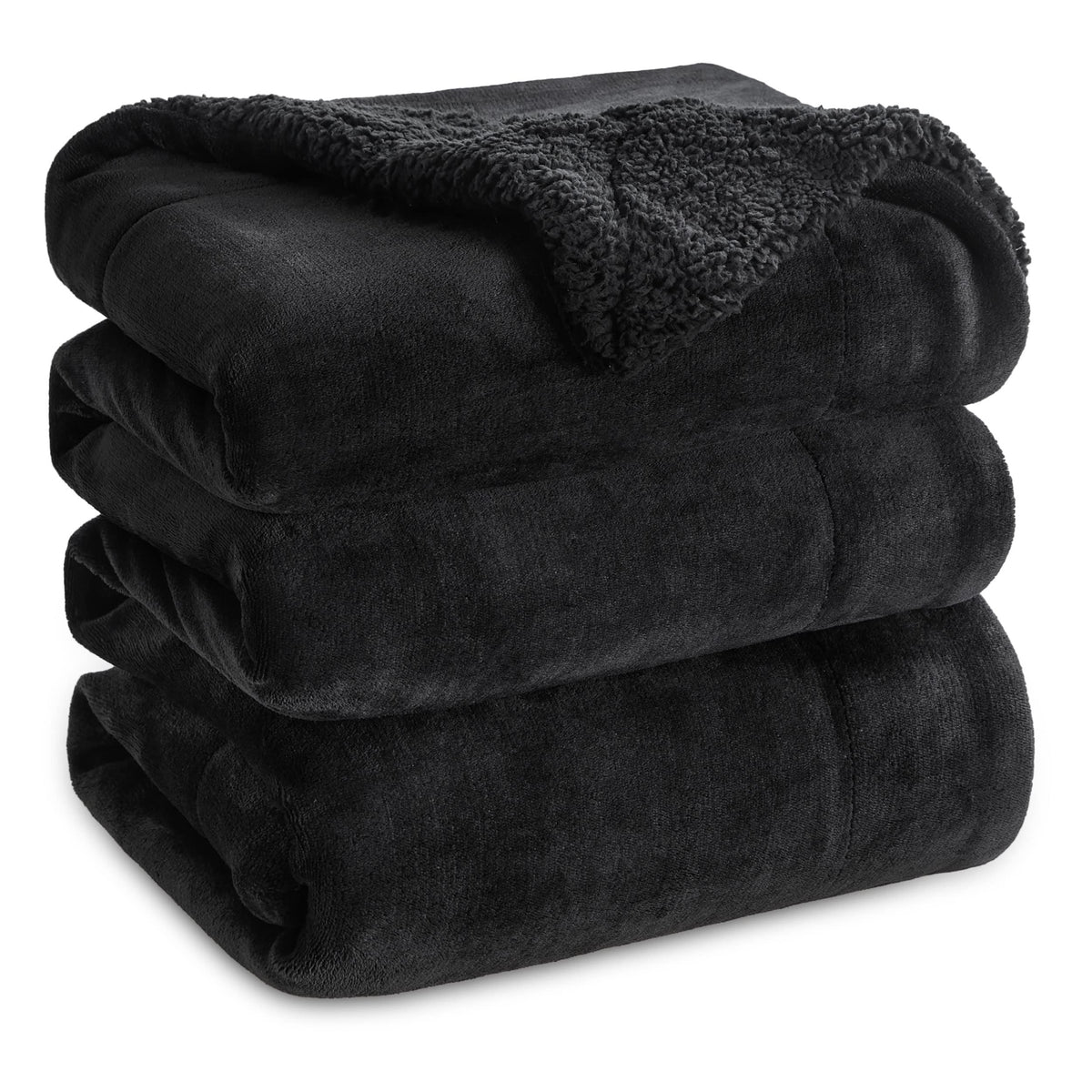 BEDSURE Kuscheldecke Sherpa Flanell Wohndecke Schwarz 220x240 cm, doppelseitig weich