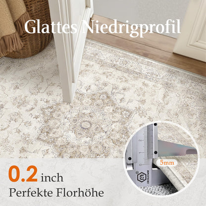 PureCozy Vintage Teppich Beige 200 x 300 cm waschbar rutschfest