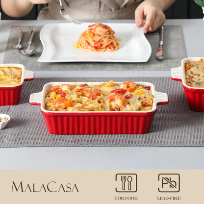 MALACASA Bake.Bake Auflaufform-Set 4-teilig Keramik Rot