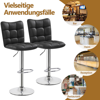 Yaheetech 2er Set drehbar Kunstleder Barhocker - Schwarz
