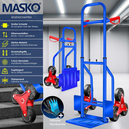 MASKO® Treppensackkarre klappbar 200kg - Blau