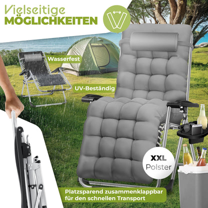 KESSER® Sonnenliege Klappbar Wetterfest Extra Breit – Grau