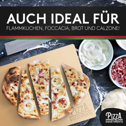 Pizza Divertimento Pizzastein mit Pizzaschieber für Backofen & Grill