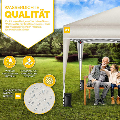 tillvex Faltpavillon 3x3m Pop-Up Gartenzelt mit Sandsäcken, Beige
