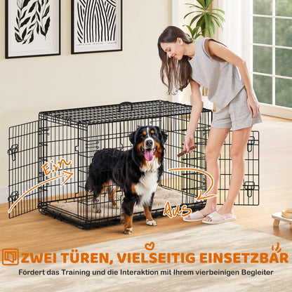 Yaheetech Hundekäfig 122x71x78cm klappbar mit Trennwand - Schwarz