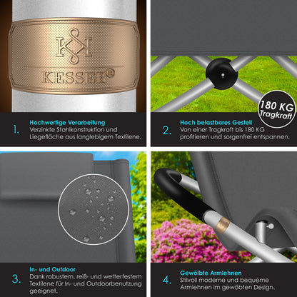 KESSER® Relaxliege Garten Schwungliege klappbar Anthrazit