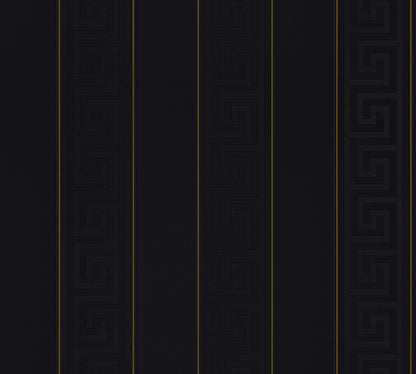 Versace Wallpaper Greek Vliestapete – Metallic Schwarz 93524-4