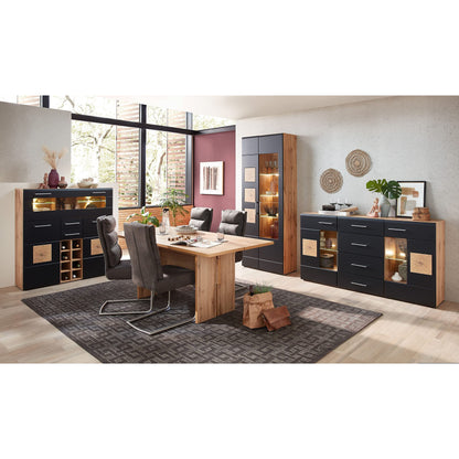 Stella Trading SONATE Barschrank – Eiche Altholz Optik, Schwarz