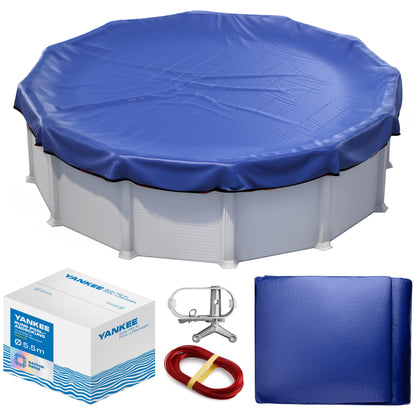 Yankee Poolabdeckung Ø 610 cm - Blau Sommer/Winter (500-550 cm)