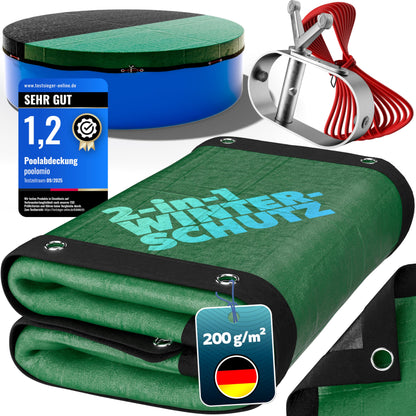 poolomio® Pool Winterabdeckung 2in1 Solar oval 630x360 cm