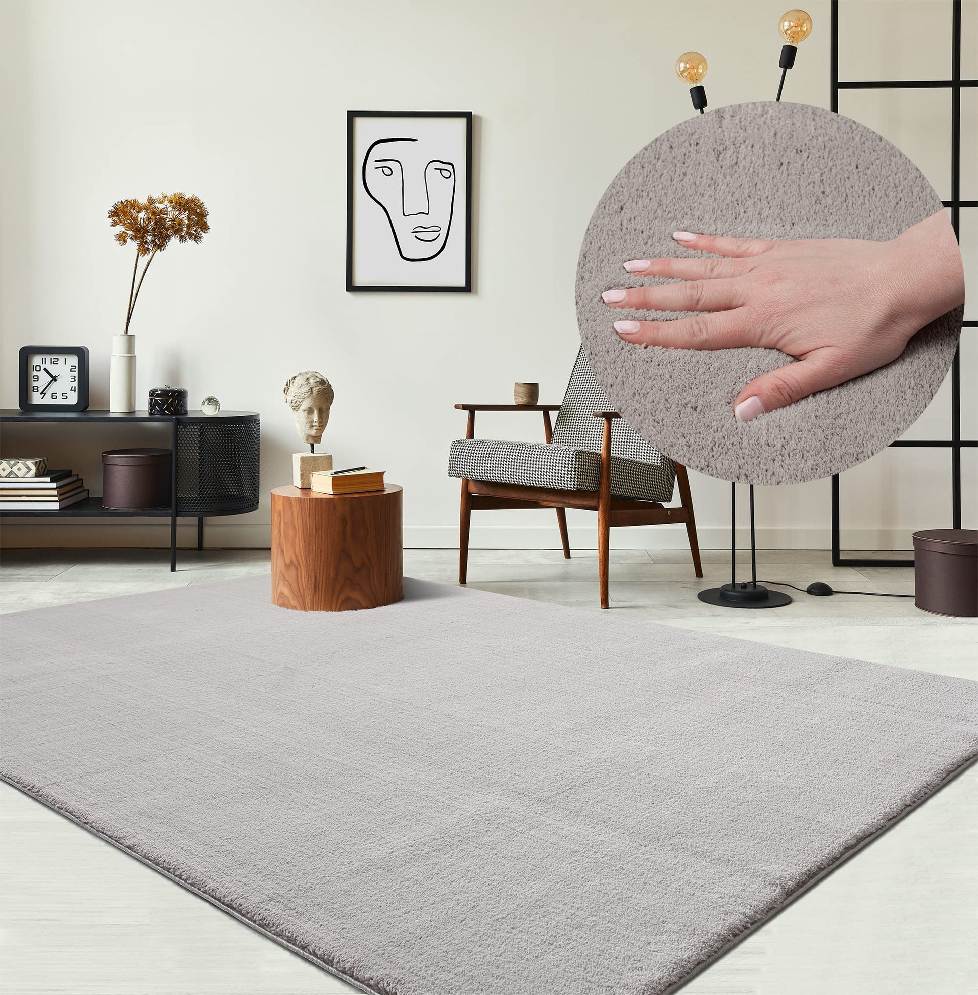 the carpet Relax Kurzflor Teppich, waschbar, Sand, 160 x 220 cm in Felloptik aus 100 % Polyester