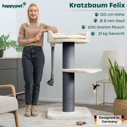 HAPPYPET Felix Kratzbaum Grosse Katzen - 18cm Stämme, Natursisal
