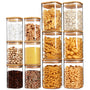 Vtopmart Vorratsgläser Set mit Bambusdeckel, 12-teilig, 600/1200 ml – transparentes Borosilikatglas