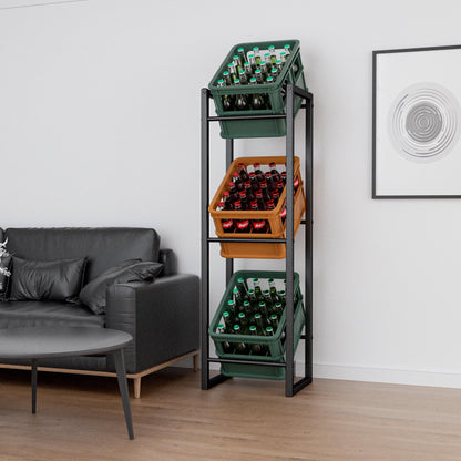HFHOME Getränkekistenregal Metall für 3 Kisten, 39 x 30 x 140 cm