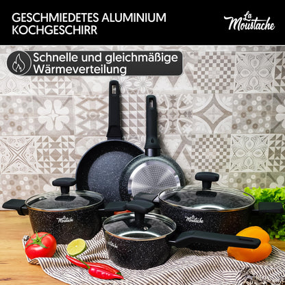 La Moustache 8-tlg. Antihaft Kochgeschirr-Set Aluminium – Onix