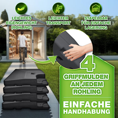 tillvex Sonnenschirmständer 90 Liter, 4-teilig, für Ampelschirme