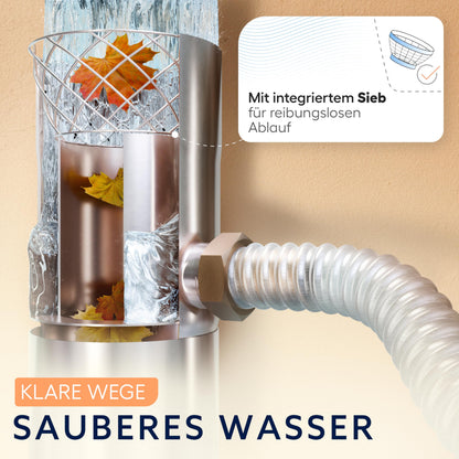 Drei Eichen Regensammler für Fallrohr 100 mm mit Sieb aus Edelstahl