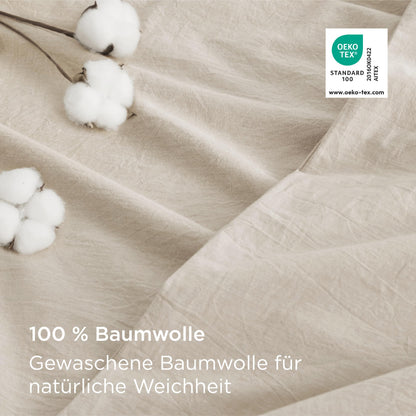 BEDSURE Bettwäsche-Set 135x200 cm Baumwolle 4teilig Beige