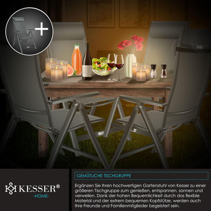 KESSER Gartenstuhl Hochlehner Aluminium Klappstuhl – 6er Set Anthrazit