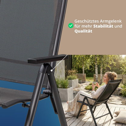 KHG Gartenstuhl Hochlehner Alu Klappstuhl, 8-fach verstellbar, grau