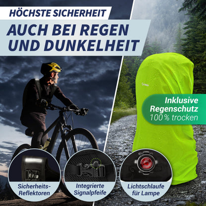 SASMO Fahrradrucksack 10L mit Trinkblase, Thermofach und Helmnetz