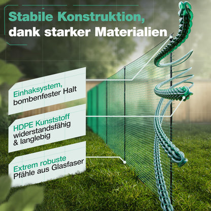 Smabix® Mobiler Zaun zum Einstecken Komplett-Set - 25m x 90cm