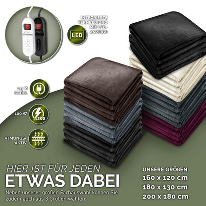 sinnlein elektrische Plüsch Heizdecke Kuscheldecke 200x180cm