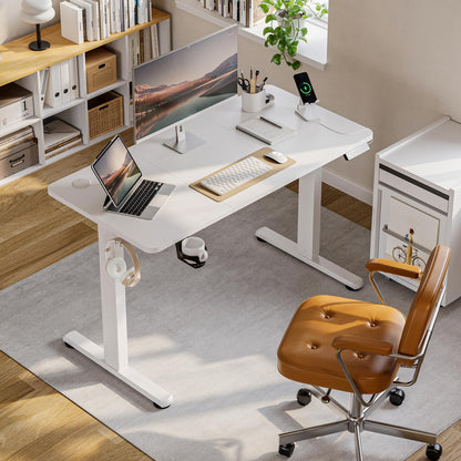 VFU Höhenverstellbarer Schreibtisch Elektrisch 120x60 cm USB-C Weiss Pro