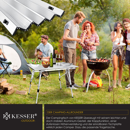 KESSER® Campingtisch faltbar aufrollbar 90x53cm - Silber