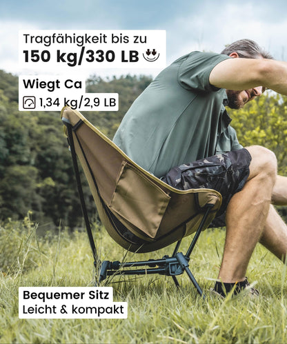 OneTigris TIGERBLADE Campingstuhl faltbar 150 kg, Kojote Braun