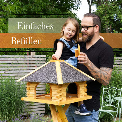 Deko-Shop-Hannusch Vogelhaus Solar & Ständer – Dach Stein anthrazit