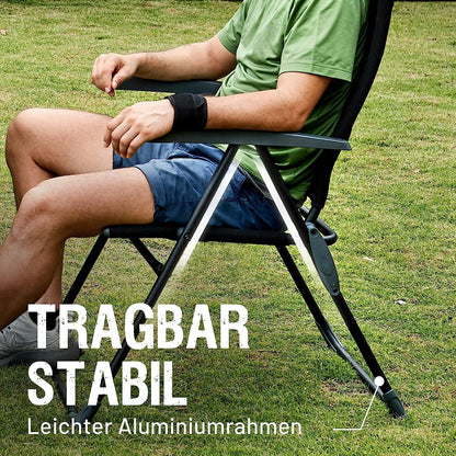 TIMBER RIDGE Klappstuhl Hochlehner Verstellbar Gepolstert - Schwarz