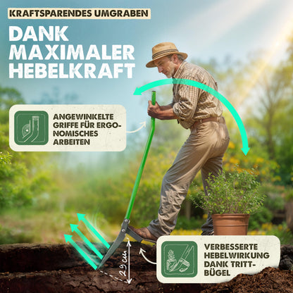 GARLINGO Broadfork Grabegabel – 50cm Breite Trittbügel