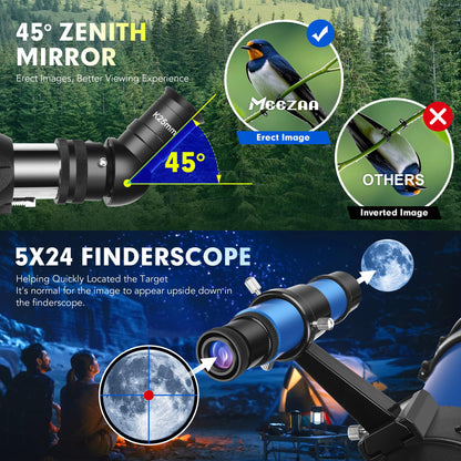 MEEZAA Refraktor Teleskop 90/800mm AZ – Astronomie für Erwachsene