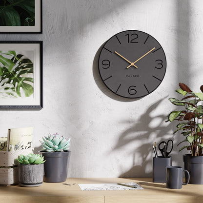 Cander Berlin Wanduhr MNU 2630 Y lautlos MDF anthrazit 30 cm