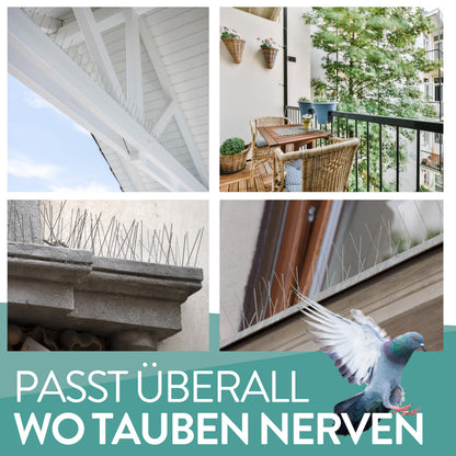 riijk Taubenabwehr Spikes 9 m, vormontiert, Edelstahl, 4-reihig