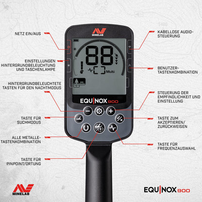 MINELAB Equinox 900 Metalldetektor - Multifrequenz klappbar