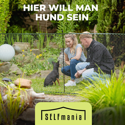 SELFmania Hundezaun Komplettset – 25m 90cm Schwarz
