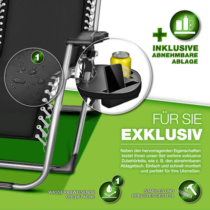 tillvex Liegestuhl klappbar, Sonnenliege bis 200 kg, Anthrazit