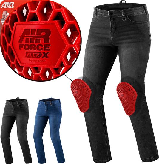 SHIMA Rider Airforce Motorrad Jeans Protektoren Herren - Schwarz 38/32. Abriebfeste Motorradjeans zum Schutz beim Fahren.