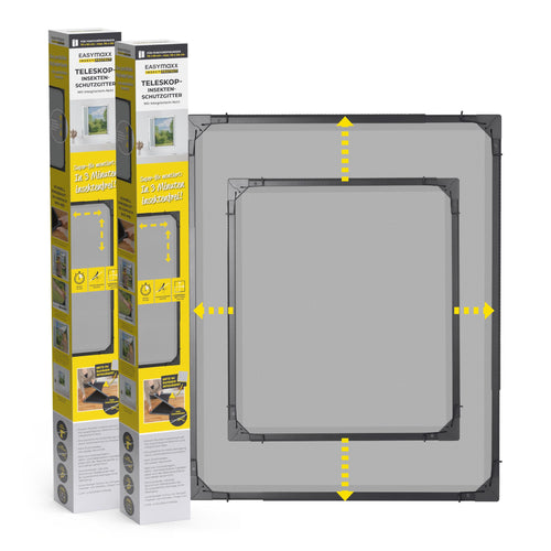 EASYmaxx Insect Protect Teleskop-Fliegengitter Fenster, 2er-Set mit Rahmen in Anthrazit und integriertem Netz
