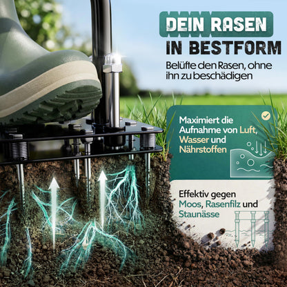 RASENKÖNIG Rasenlüfter Pro | Manueller Rasenbelüfter mit T-Griff