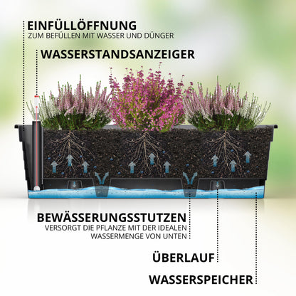 Plastard Milano Blumenkasten 3er Set, 100 cm, Anthrazit