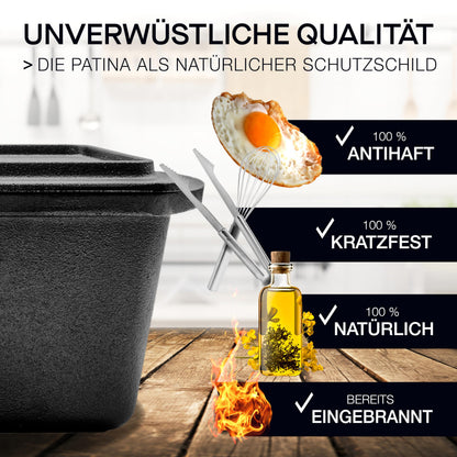 besok Brotbackform mit Deckel, Gusseisen-Set mit Gärkorb & Teigmesser