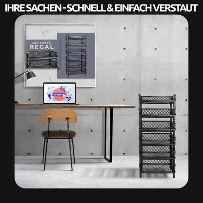 ARTECSIS Korbregal Kunststoff Stapelregal – 6 Elemente Schwarz