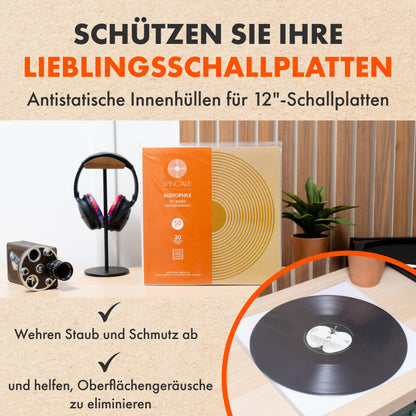 SPINCARE LP Innenhüllen 12 Zoll, antistatisch, Reispapier, 100 Stück