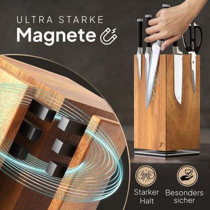 mahona Magnet-Messerblock drehbar – Akazie, unbestückt