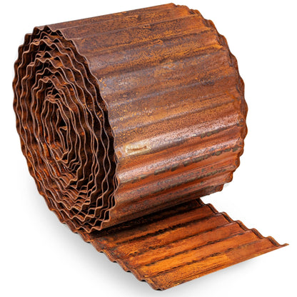 UNIGARDIA UN60 Rasenkante Cortenstahl 12 m Beeteinfassung 15 cm aus Wellblech mit Rostpatina zur Beetabgrenzung
